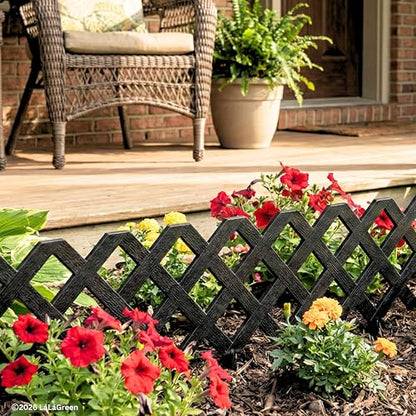 LaLaGreen Garden Edging Border (23x8.5in, 10 Pack) Black Plastic Fence - color: Black x 10