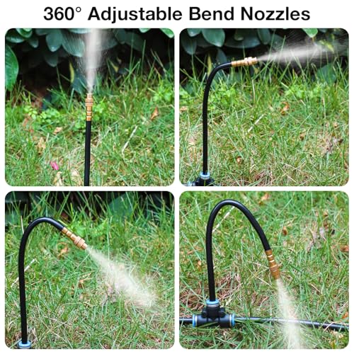 MIXC 1/4" Drip Irrigation System, Adjustable Copper Nozzles (7.8ft Rod Length, 12pcs nozzles and connectors,NO Water Pipe) - size: 7.8in