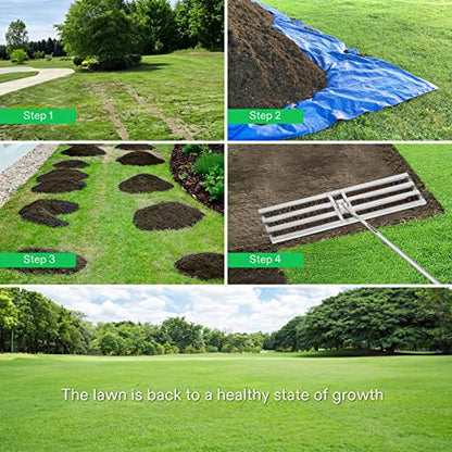 VIVOSUN 48" Lawn Leveling Rake, 48" x 10" x 78" Heavy-Duty Stainless Steel Lawn Leveler with 7FT Adjuatble Long Handle for High Effect, Metal Levelawn for Smooth Soil, Rustproof Rakes for Garden Yard - style: 48" x 10" Leveling Rake