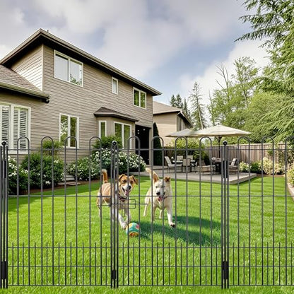 DurayLoly 5 Panels Garden Fence with Gate, 39.5" H Tall Animal Barrier - size: 5 Panels 39.51in (H) X 11.54ft (L)-With Gate
