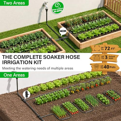 MIXC Drip Irrigation System with 100FT 1/4" Soaker Hose - size: 110ft