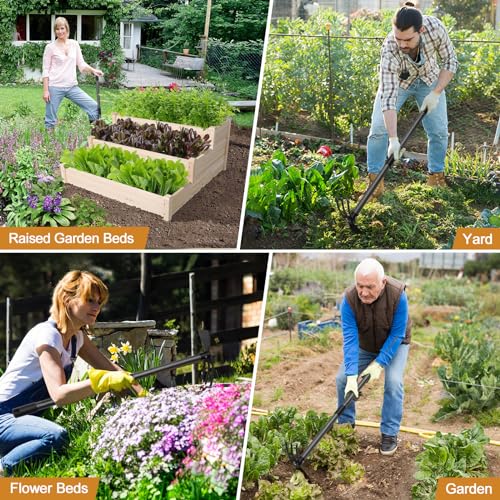 Weeding Tool, Hoe Cultivator 2 in 1 Garden Tools - 31" Heavy Duty Weeder Hand Tiller Weeding Rake for Flower Beds Yard Lawn Gardening Digging Planting - size: 31 inch