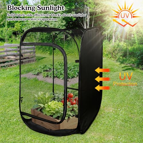 24"x24"x36" Pop Up Mesh Plant Covers, Insect Barrier Plant Enclosure - color: Black