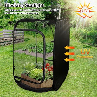 24"x24"x36" Pop Up Mesh Plant Covers, Insect Barrier Plant Enclosure - color: Black
