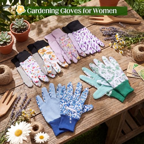Cutecrop 9.5" Gardening Glove for Women, Floral PVC Grip - style: Pastel