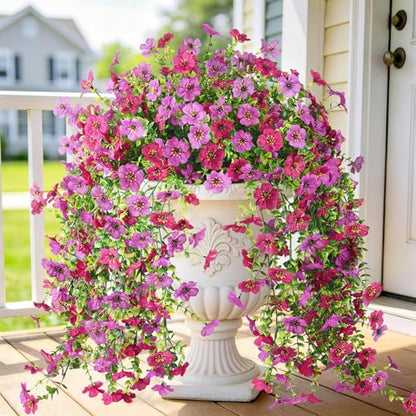 Homsunny Artificial Hanging Flowers for Spring Outdoor Planter - color: Purple + Orchid