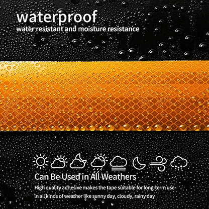 Reflective Tape, Waterproof Self Adhesive Dot Safety Reflector - color: Yellow, size: 2 Inch x 32.8 Feet