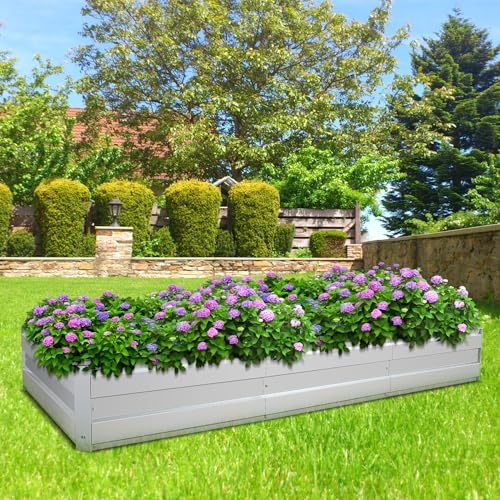 Galvanized Raised Garden Bed Kit, 8.3x3x1FT Metal Raised Garden Beds for Vegetables - size: 8.3*3*1FT