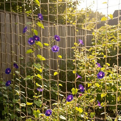 Jute Trellis Netting - Jute Netting for Climbing Plants, Heavy Duty Garden Plant Support Netting for Cucumber, Vine, Fruits & Vegetables Tomato Plants Trellis Net (6.6 x 16.4 Ft, 3.9 Inch Squares)