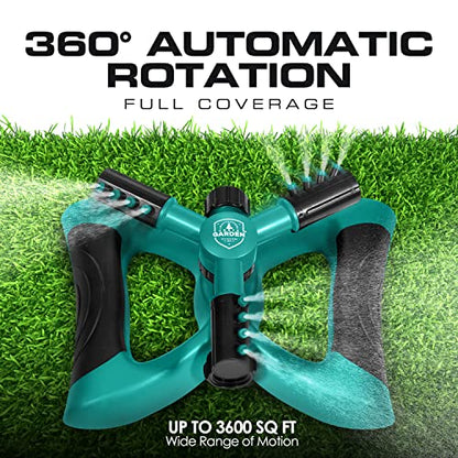 Sprinklers for Yard - 360° Rotating Lawn Sprinkler, Heavy Duty Weighted - color: GREEN