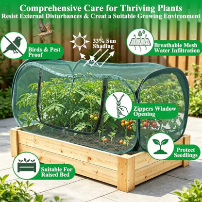Pop Up Mesh Plant Cover 33% Sunblock Foldable for Raised Garden Beds