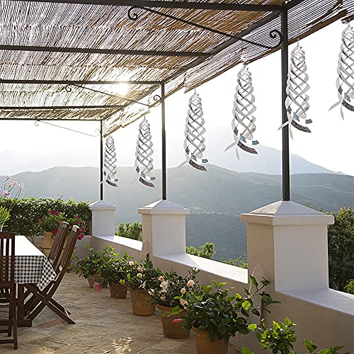 Hausse Bird Repellent Spiral Reflectors Silver Mylar Spinner, Hanging Reflective Bird Deterrent Device, Garden Decorative Scare Birds Away, Like Woodpeckers, Pigeons and Geese, 6 Pack - size: 15.8 Inch, Silver