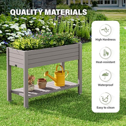 Elevated Raised Garden Bed with Wheels,Medium Gray-33.7" h - color: Medium Gray, size: 33.7"h