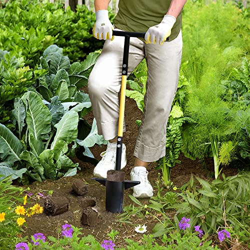 Jardineer Bulb Planter Tool, Long Handle Sod Plugger with Serrated Base, Automatic Soil Releasing Small Bulb Transplanter for Tulips, Daffodils, Lily - color: silver set