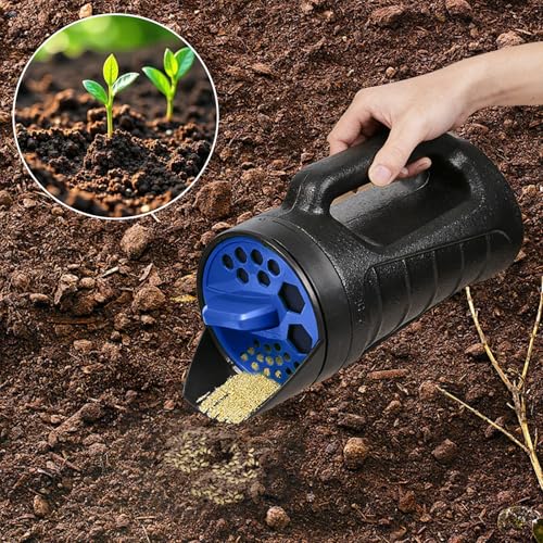 ZXJ 3 Adjustable Handheld Seed Shaker – Hand Spreader - 90oz Capacity Multi-Purpose Spreader for Fertilizer, Grass Seed, Ice Melt & Lawn Care - Blue - color: Blue