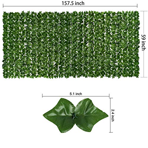 DearHouse Artificial Faux Ivy Hedge Privacy Fence Wall Screen, Leaf and Vine Decoration for Outdoor Garden Home Decor, (157.5 * 59inch) - size: 157.5*59inch