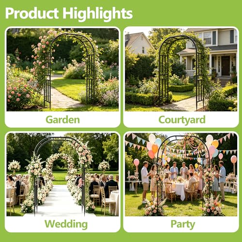 Heavy Duty Garden Arch Arbor Trellis 94.5" H*63" L(16MM Pipe) - size: 94.5"(H)*63"(L)*16(W)
