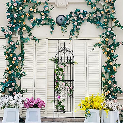 Garden Trellis for Climbing Plants, 86" H x 21.7" W Heavy Duty Metal Trellis, 7.2FT Rustproof Black Iron Vine Support Trellis with 9.8" Ground Stakes, Decorative Cupid Arrow Design for Roses - size: 86 inch-1 pack