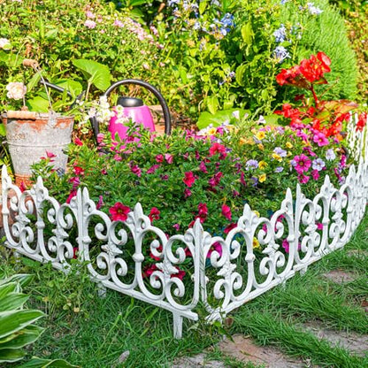Sungmor Cast Iron Garden Edging, 10.6 Inches Tall 4 Pack Rustic White - color: Rustic White - 10.6inch Tall