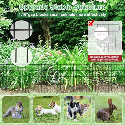25ft(L) x 13in(H) Animal Barrier Fence,25 Panels 1.16in Gap No Dig Garden Fence for Dogs Rabbits,Rustproof Anti Digging Barrier Garden Edging Border Ground Defense for Outdoor Yard Patio - size: 25 Panels, 25ft(L) x 13in(H)