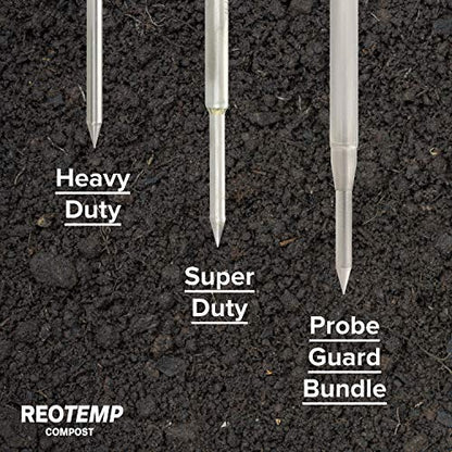 REOTEMP Heavy Duty Compost Thermometer with Probe Guard Bundle - Fahrenheit and Celsius, Made in The USA (48 Inch Stem) - size: 48 Inch Stem