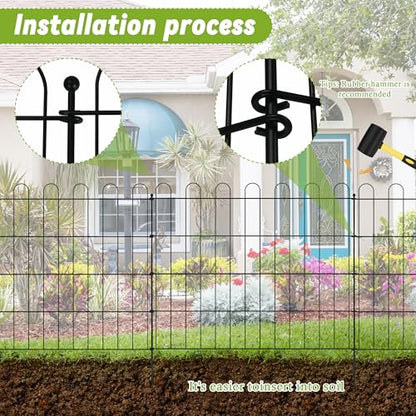 Sunnyglade 10 PCS No Dig Fence Panels for Garden Cover 24in X 25ft