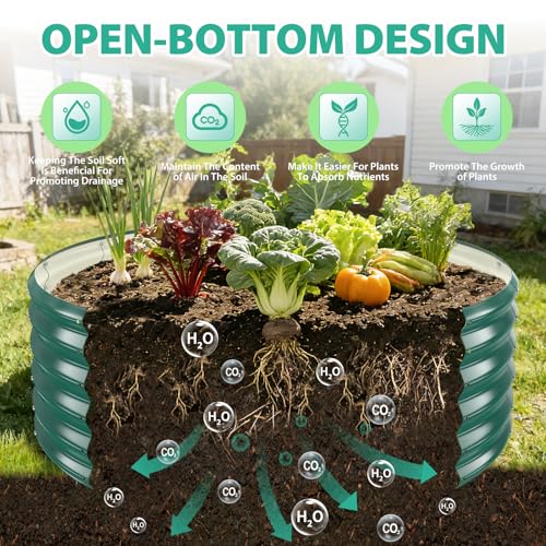 YSEJOMP 17" Tall 48" Diameter Round Raised Garden Bed Kits Outdoor Green - color: Dark Green, size: 48 Dia X 16.5 inches