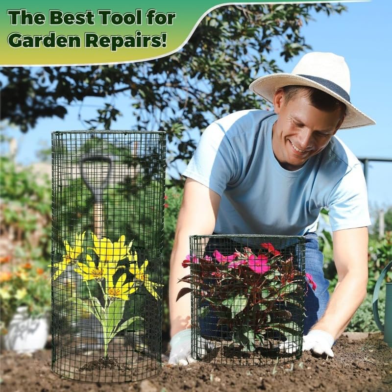30 Pcs Plant Protectors from Animals,Protect Plants from Deer 10 Sets Metal Plant Cages Animal Intrusion Barrier Wire Mesh Easy to Assemble/Store Vegetable Garden Protection 12×24in