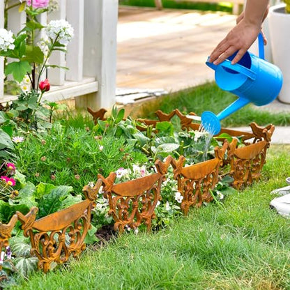 Sungmor Cast Iron Garden Edging Border, 9.9 Inches Tall, 4 Pack Rust - color: Full Rusted - 10inch Tall