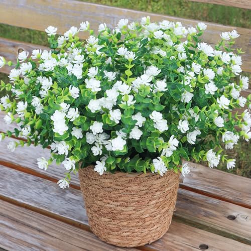 Artificial Flowers for Outdoor Planters, UV Resistant White 12 Bundles - color: Aurora- White