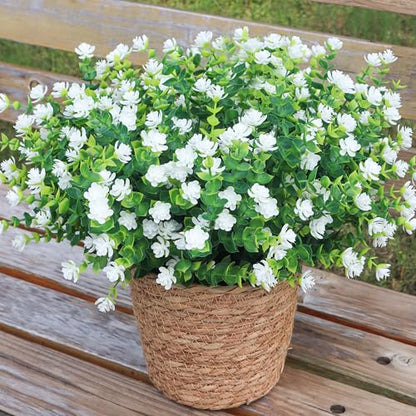 Artificial Flowers for Outdoor Planters, UV Resistant White 12 Bundles - color: Aurora- White