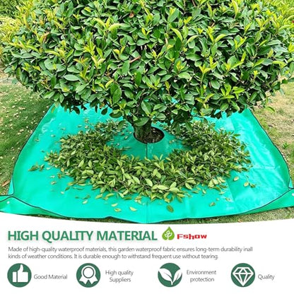 Landscape Pruning Tarp, 78.7“X78.7” Landscape Tarp for Trimming, Trimming Tarps Shrub Trimmings with Four Corner Buckles for Easy Fastening and Leaf Collection. (Green, 24” Hole) - size: 24” Hole