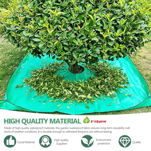 Landscape Pruning Tarp, 78.7“X78.7” Landscape Tarp for Trimming, Trimming Tarps Shrub Trimmings with Four Corner Buckles for Easy Fastening and Leaf Collection. (Green, 12” Hole) - size: 12” Hole