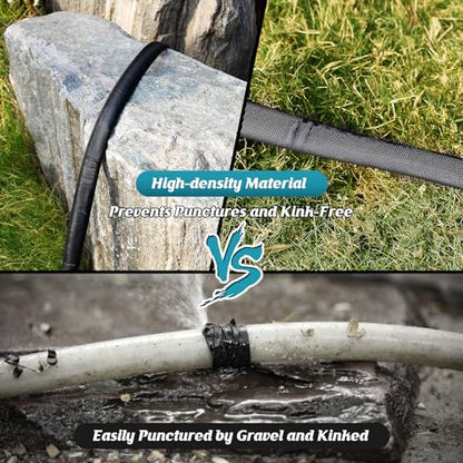 Itsonestep Garden Hose 50ft, 3/4" GHT Non-Expanding Water Hose Lightweight, Flexible Garden Hose with 10 Function Nozzle, Kink-Free, Sturdy, High-Pressure, Abrasion Resistant Hoses for Yard, Garden - color: Black, size: 50FT