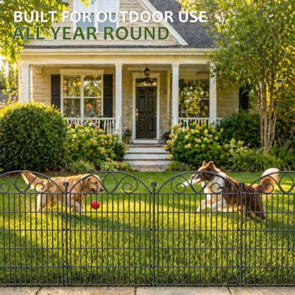 No Dig Garden Fence Outdoor for Yard, 10 Panels with Gate - size: 44 in(H) X 23.6 ft(L)