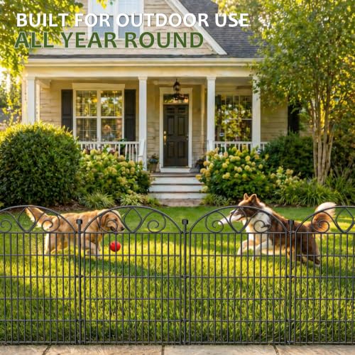 No Dig Garden Fence Outdoor for Yard, 10 Panels with Gate - size: 28 in(H) X 19.6 ft(L)