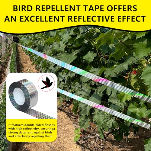 Bird Scare Reflective Tape, 262 Feet per Roll, Double-Sided Reflective, for Repelling Sparrows and Woodpeckers, Suitable for Outdoor Use in Homes, Gardens, Farms, Orchards,Outdoor - size: 262 Ft*1