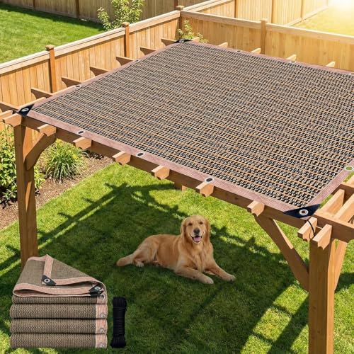 90% Outdoor Sun Shade Cloth, 8 x 10 FT Pergola Shade Cover with Grommets, Privacy Screen Sunshades for Patio Garden Backyard Plant, Mocha - color: Mocha, size: 8 x 10 FT