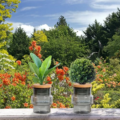 2PCS Self Watering Planters 5.11 Inch Self Watering Pots for Indoor Plants, African Violet Pots with Wick Rope, Flowers, Succulents, Herb, House Plants - color: Gray