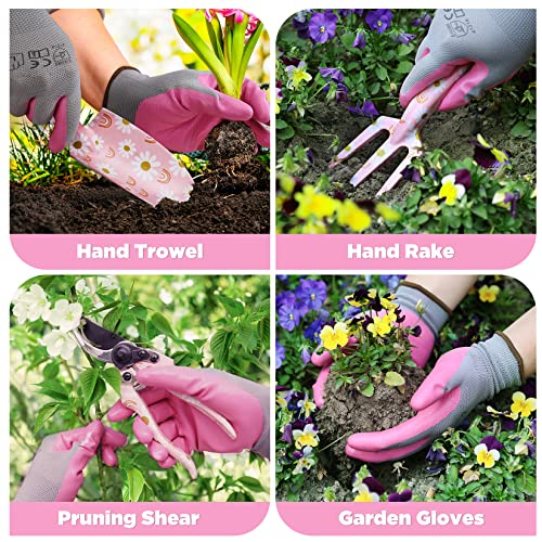 WORKPRO 5PCS Gardening Tools, Aluminum Heavy Duty Garden Tool Set with Bag - style: Pink with bag