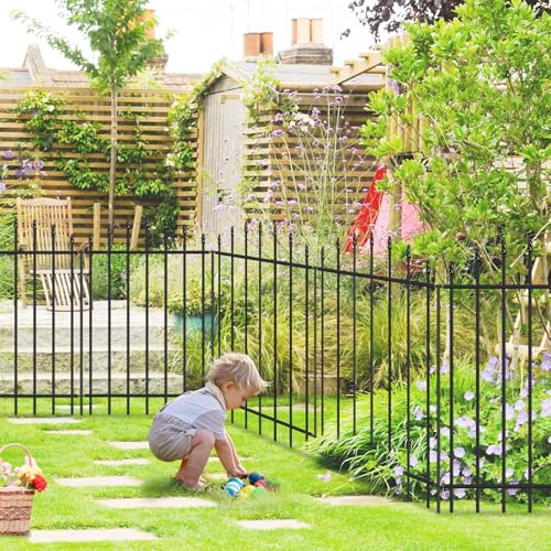 36” x 12’ No-Dig Metal Garden Fence with Stakes, Panels Fencing for Dogs - size: Roman Col 36″H x 12ft (6Panels)