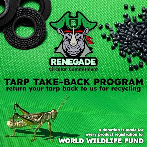 RENEGADE Industrial Tarp 8x6 ft Green – Heavy Duty, Waterproof, UV-Resistant, PFAS-Free – Multi-Purpose Cover for Camping, Landscaping, Construction & Vehicle Use - color: Green, size: 8X6