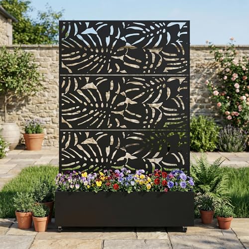 Metal Raised Garden Bed with Trellis and Wheels, 71"x47"x16" (Black-Summer) - color: Black-summer, size: 71"x47"x16"