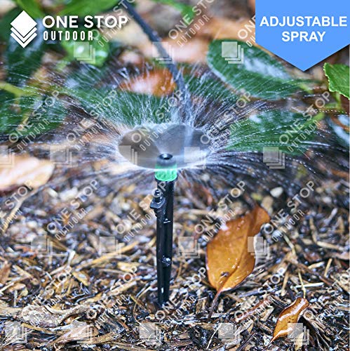 (100-PACK) - 1/4" Inch 360 Degree Drip Emitter On 5" Stake Sprayer Adjustable Flow 0-20 GPH, Fits 1/4 (4-6mm) Irrigation Tubing - Micro Bubbler Drippers for Drip Irrigation (100 Pack Dripper on Stake) - color: 100 Pack Dripper on Stake