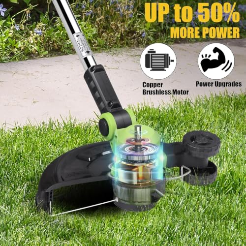 20V Electric Weed Wacker Cordless Edger Lawn Tool 2X2.0Ah Battery Powered Weed Eater 12" Lightweight String Trimmer Auto Line Feed Grass Trimmer