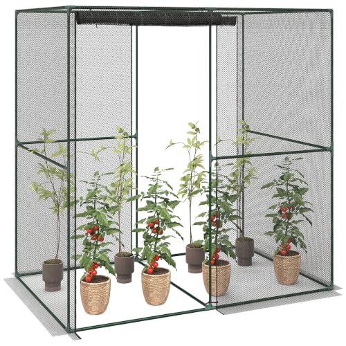 Outsunny 6' x 4' x 6' Crop Cage with Zippered Doors Vegetable Garden, Black - color: Black, size: 6' x 4' x 6'