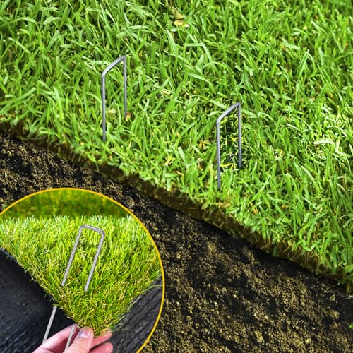 CEWOR 22 Pack Landscape Staples 6 Inch, 11 Gauge Garden Stakes - size: 6 Inch-22 Pack