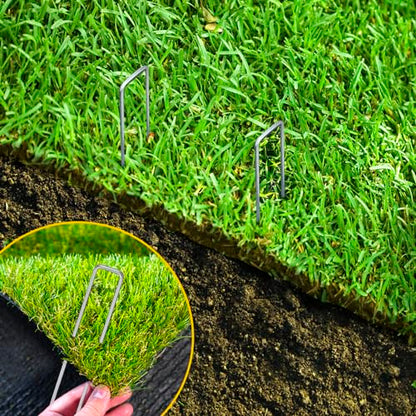 CEWOR 22 Pack Landscape Staples 6 Inch, 11 Gauge Garden Stakes - size: 6 Inch-22 Pack