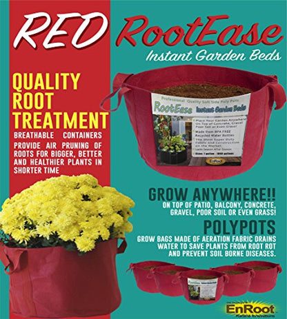 Enroot RootEase Garden Planting Fabric Grow Bags, Heavy Duty Durable Fabric Grow Pots, Perfect Harvest Planter, Raised Bed, Best Eco-Friendly Grow Bag - 3 Pack (7 Gallon, Red) - color: Red