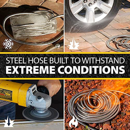 BIONIC STEEL 75 Ft Garden Hose 304 Stainless Steel, 75 Ft Water Hose, Super Tough & Flexible Metal Hose, Lightweight, Crush Resistant Fittings, Kink & Tangle Free, Rust Proof, Easy to Use & Store - size: 75'